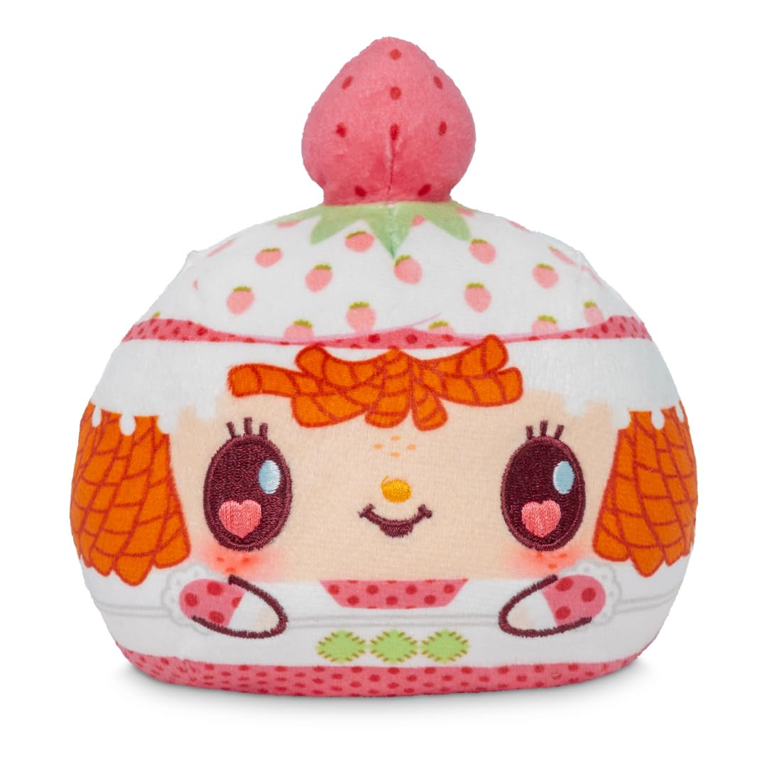 TeeTurtle Strawberry Shortcake Valentine's Day Present Reversible Plushie - 4-Inch Two-Sided Flip Plush Toy with Embroidered Details - Cute Mini Collectible Plush for Kids, Teens, and Adults