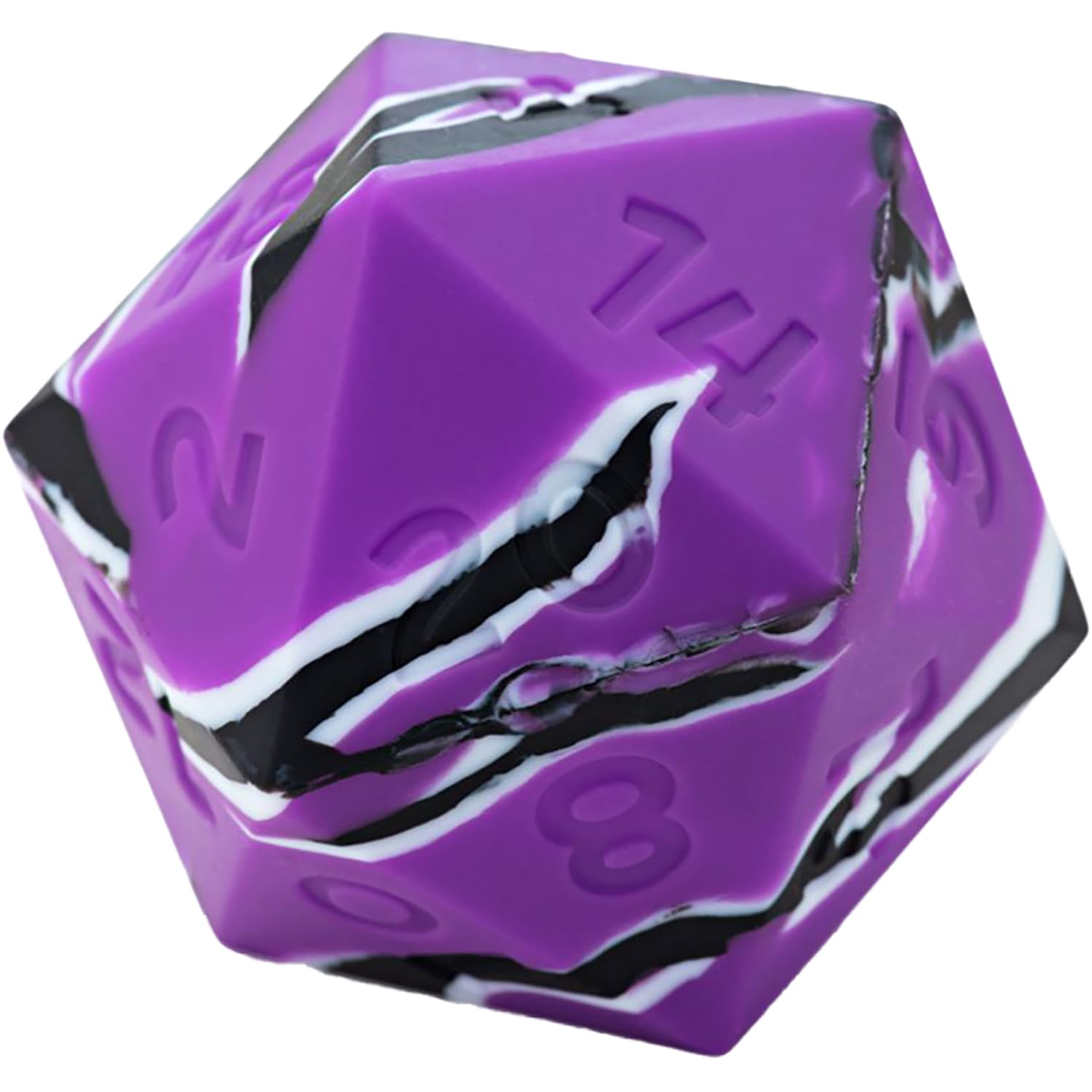 Gate Keeper Games & Dice: Random Encounter - Apocalypse - Purple w/ Black & White Swirls, 58mm Epic Silicone D20 Dice, Role Playing Games Accessory