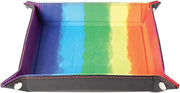 FanRoll Fold Up Velvet Dice Tray w/PU Leather Backing: Watercolor Rainbow, Role Playing Game Dice Accessories for Dungeons and Dragons