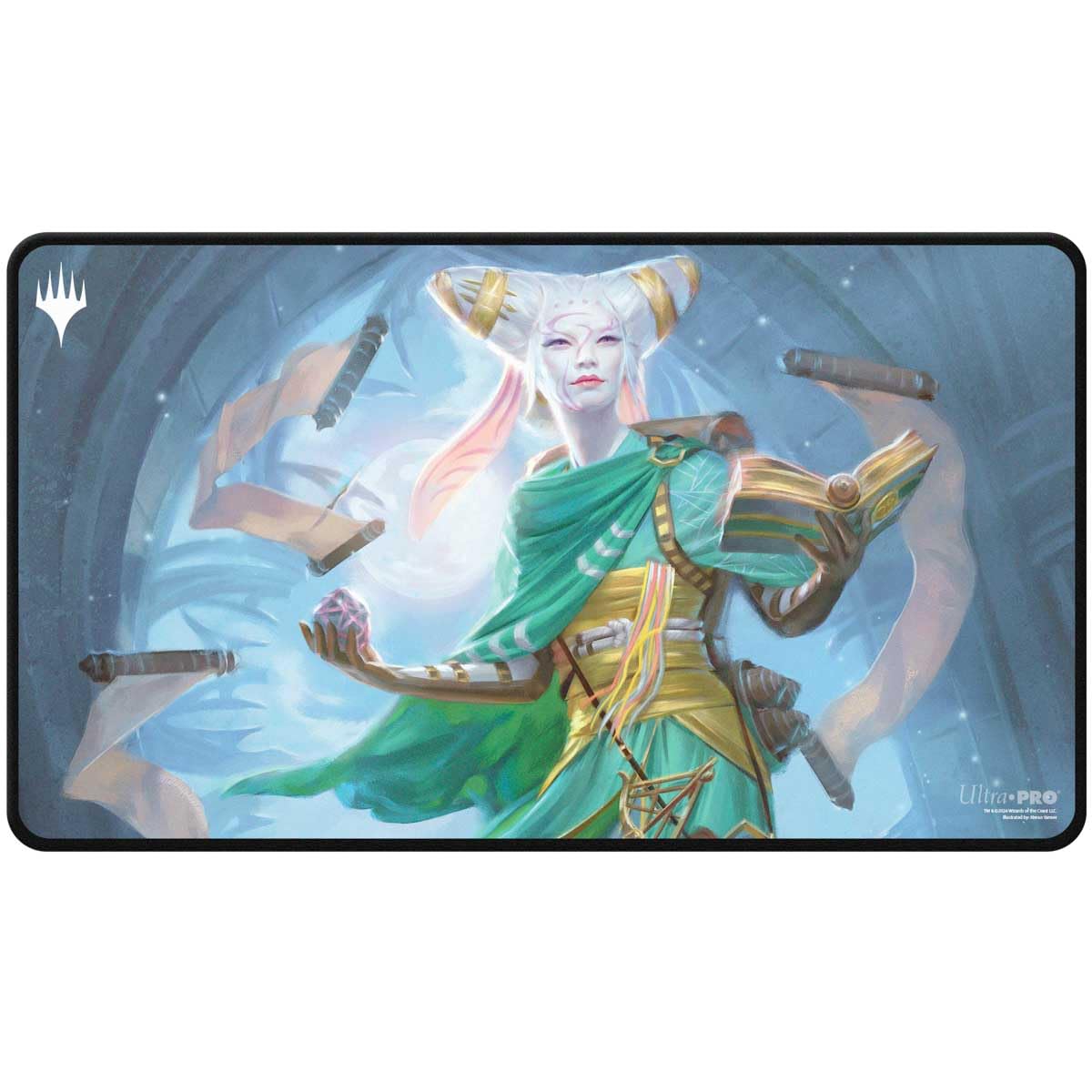 Ultra PRO - Innistrad Remastered Tamiyo, Field Researcher Black Stitched Playmat for Magic: The Gathering, Gaming Accessories, MTG Tabletop Gaming Gear, Card Game Supplies, TCG Playmat, Card Game Mat
