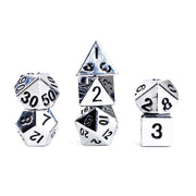 Metal Dice Polyhedral Set of 7 die (7) Silver