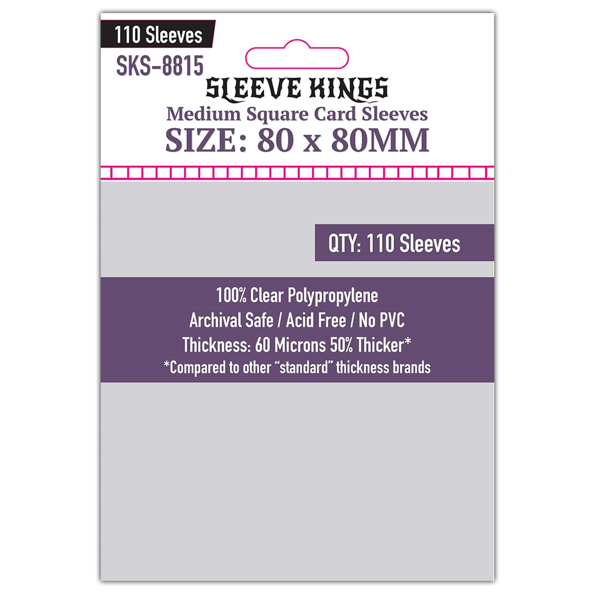 Sleeve Kings Medium Square Card Sleeves (80x80mm) - 110 Pack, 60 Microns