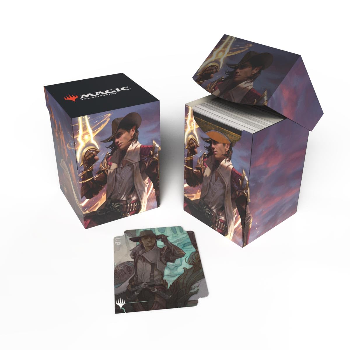 Ultra Pro - Outlaws of Thunder Junction 100+ Deck Box® Ft. Kellan for Magic: The Gathering, TCG collectible gaming accessory protective card deck holder