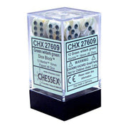 Chessex 16mm Marble Green & Dark Green Polyhedral Dice Set – Compatible with Dungeons & Dragons, Pathfinder & Other Tabletop RPGs – Includes 12 D6 Dice (CHX27609)
