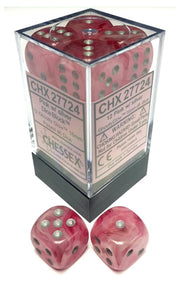DND Dice Set-Chessex D&D Dice-16mm Ghostly Glow Pink and Silver Plastic Polyhedral Dice Set- for Dungeons and Dragons Dice Includes 12 Dice – D6, Various (CHX27724)