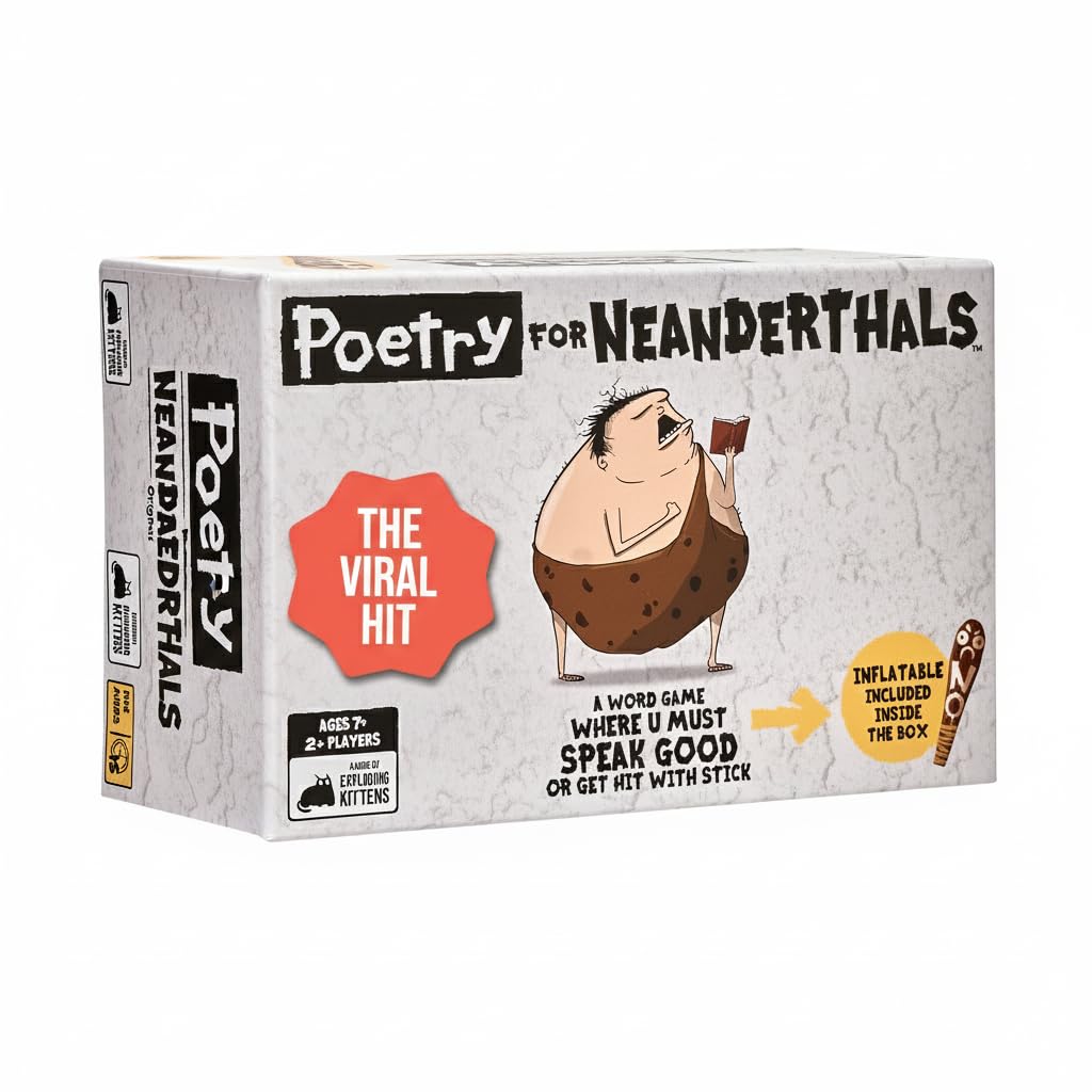 Exploding Kittens Poetry for Neanderthals 2+ Players - Ages 7+ - 15 Minutes to Play - Competitive Word Guessing Game - Party Game, Family Game Night, Kid and Adult Card Game