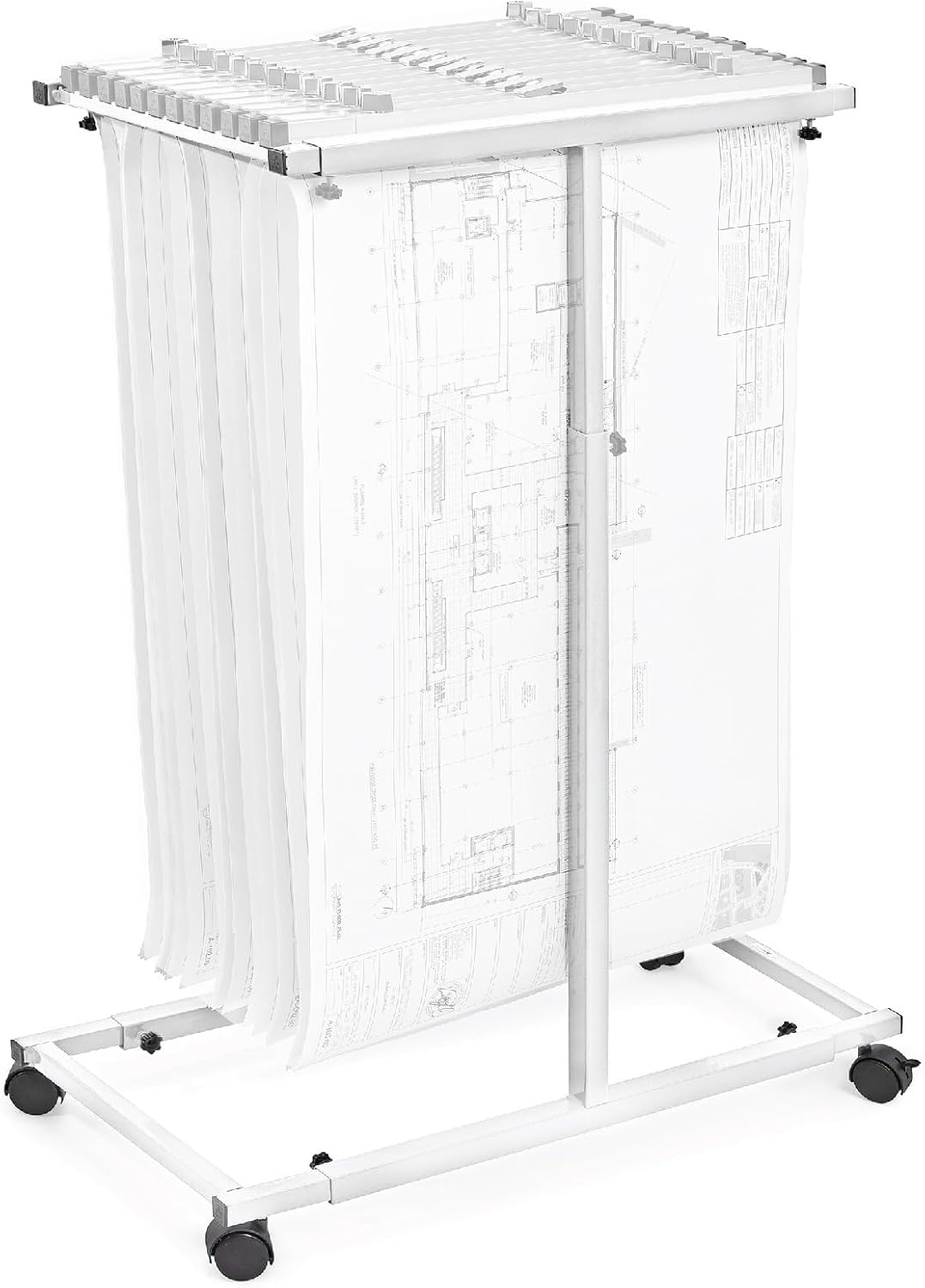 Mobile Vertical Plan Center for Blueprints, White