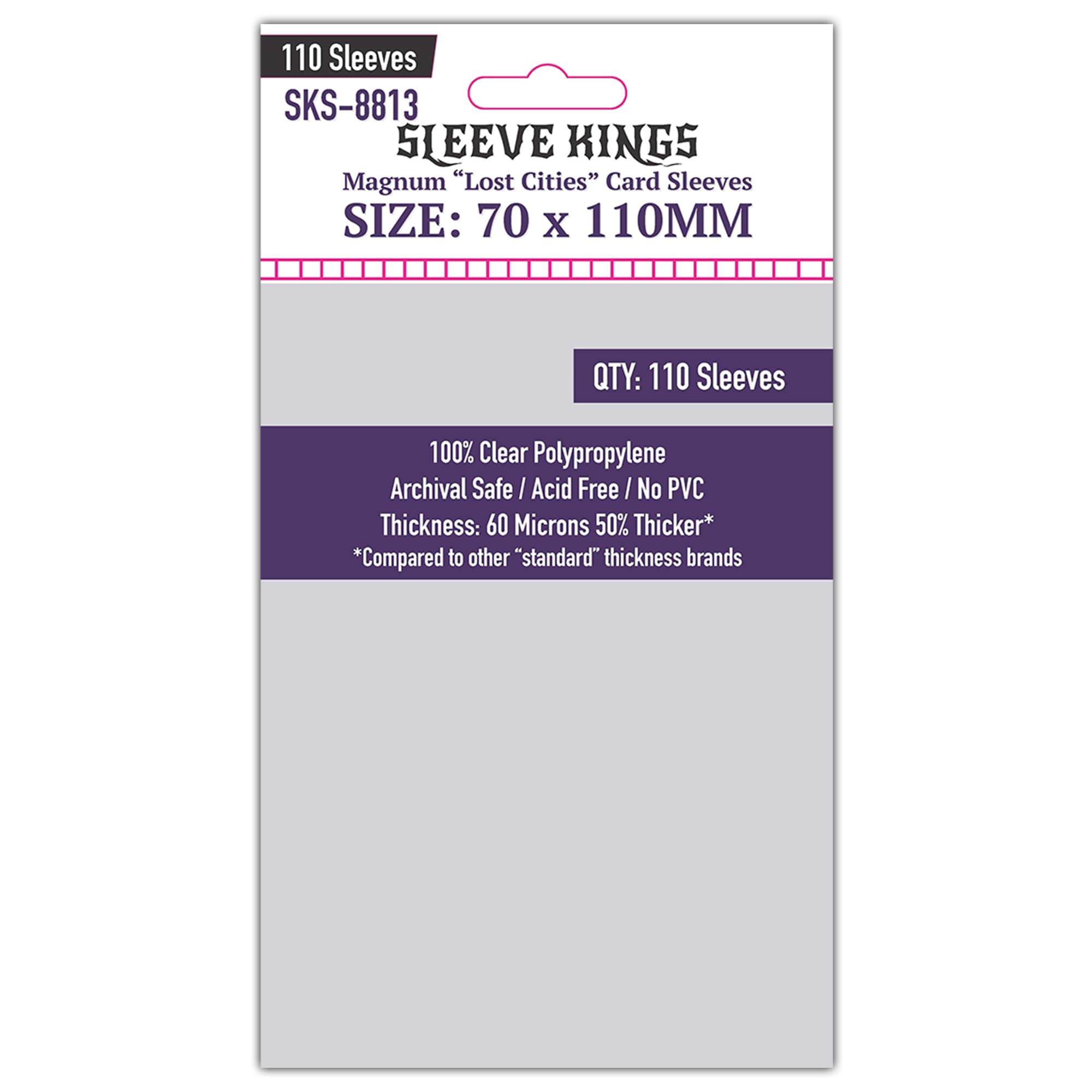 Sleeve Kings 110 Pack Magnum Card Sleeves (70x110mm) - 110 Pack 60 Micron Clear Penny Sleeves for Trading Cards, Compatible with Lost Cities, Pokemon and Baseball Cards