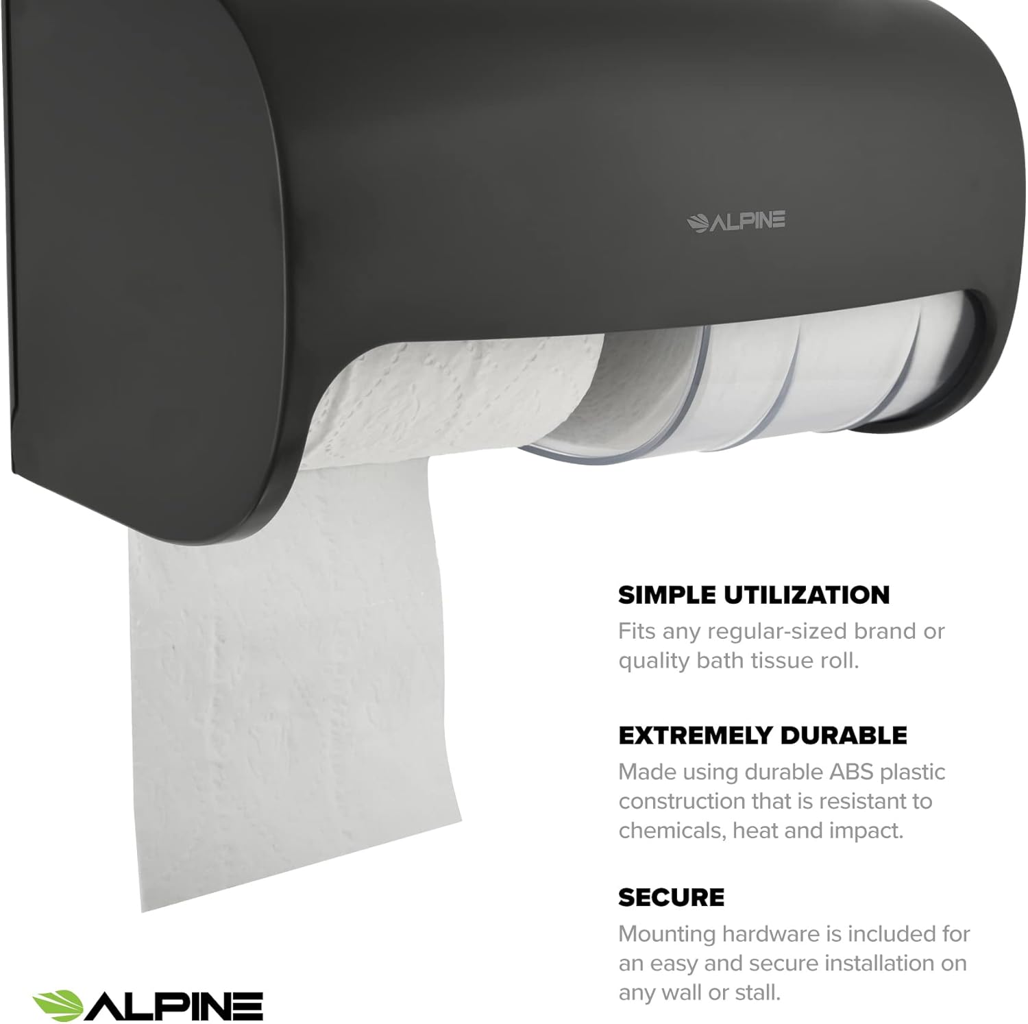 Side-by-Side Double Roll Toilet Tissue Dispenser, Gray