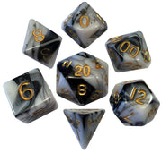 Metallic Dice Games 7-Set: 16mm: Acrylic BKWHgd