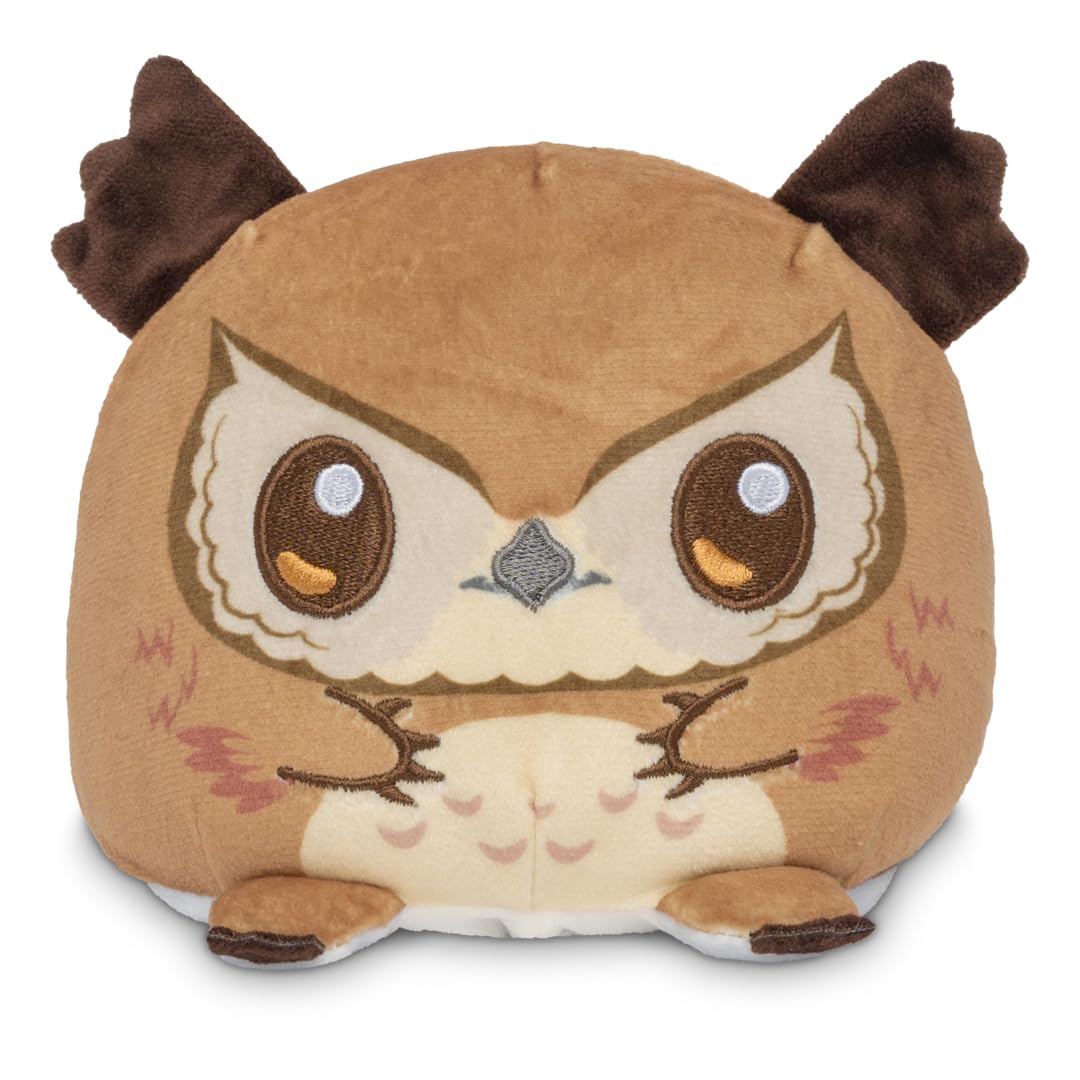 TeeTurtle Reversible Dungeons and Dragons Owlbear 4-Inch Two-Sided Flip Plush Toy with Embroidered Details - Cute Mini Collectible Plush for Kids, Teens, and Adults