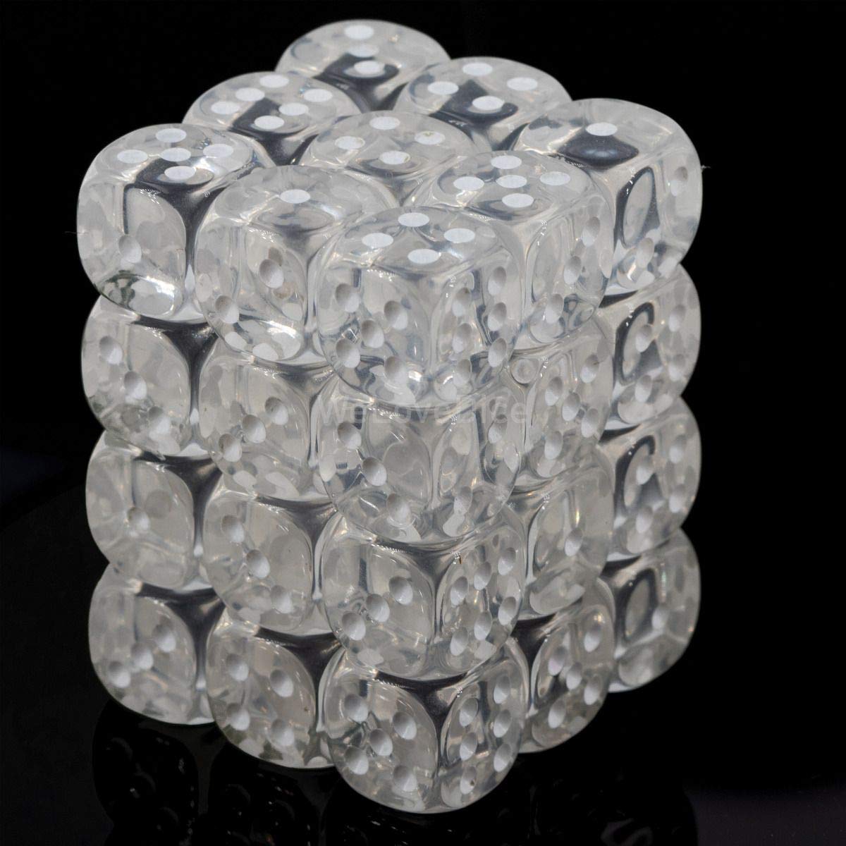 Chessex DND Dice Set D&D Dice-12mm Translucent Clear and White Plastic Polyhedral Dice Set- for Dungeons and Dragons Dice Includes 36 Dice – D6, (CHX23801)