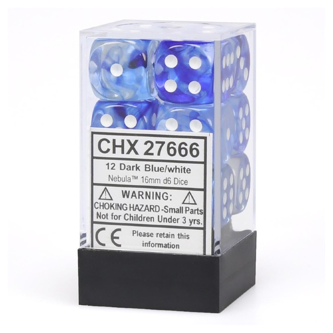 DND Dice Set-Chessex D&D Dice-16mm Nebula Dark Blue and White Plastic Polyhedral Dice Set-Dungeons and Dragons Dice Includes 12 Dice – D6