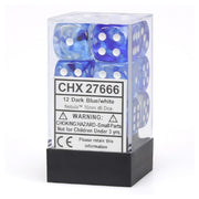 DND Dice Set-Chessex D&D Dice-16mm Nebula Dark Blue and White Plastic Polyhedral Dice Set-Dungeons and Dragons Dice Includes 12 Dice – D6