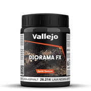 Vallejo - Diorama FX Earth Textures | Black Lava - Asphalt 200 ml (6.76 fl.oz.) | Premium Acrylic Color For Modelers & Miniature Enthusiasts