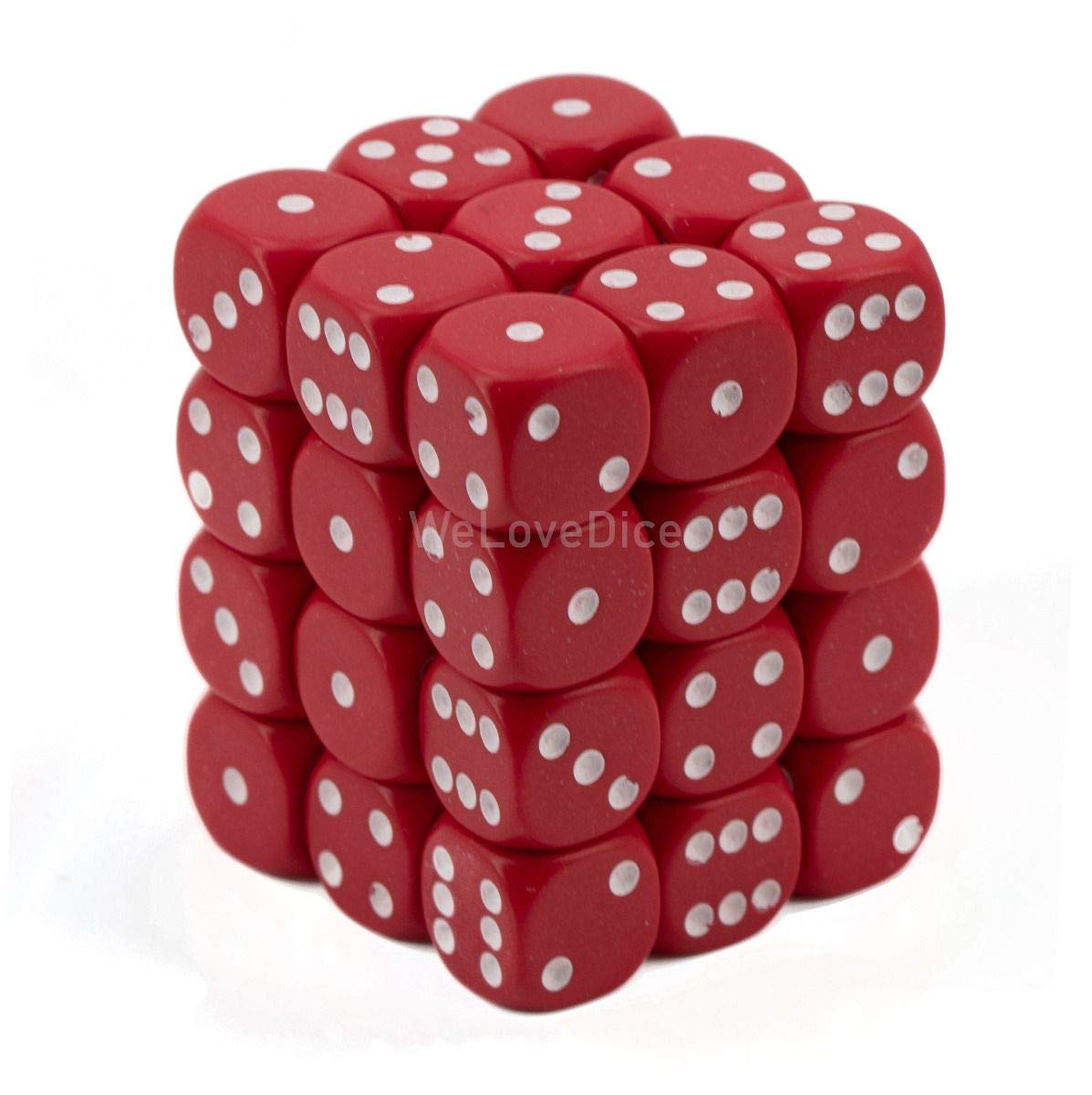 Chessex CHX25804 Dice-Opaque: 36D6 Red/White Set, Small (10mm - 14mm)