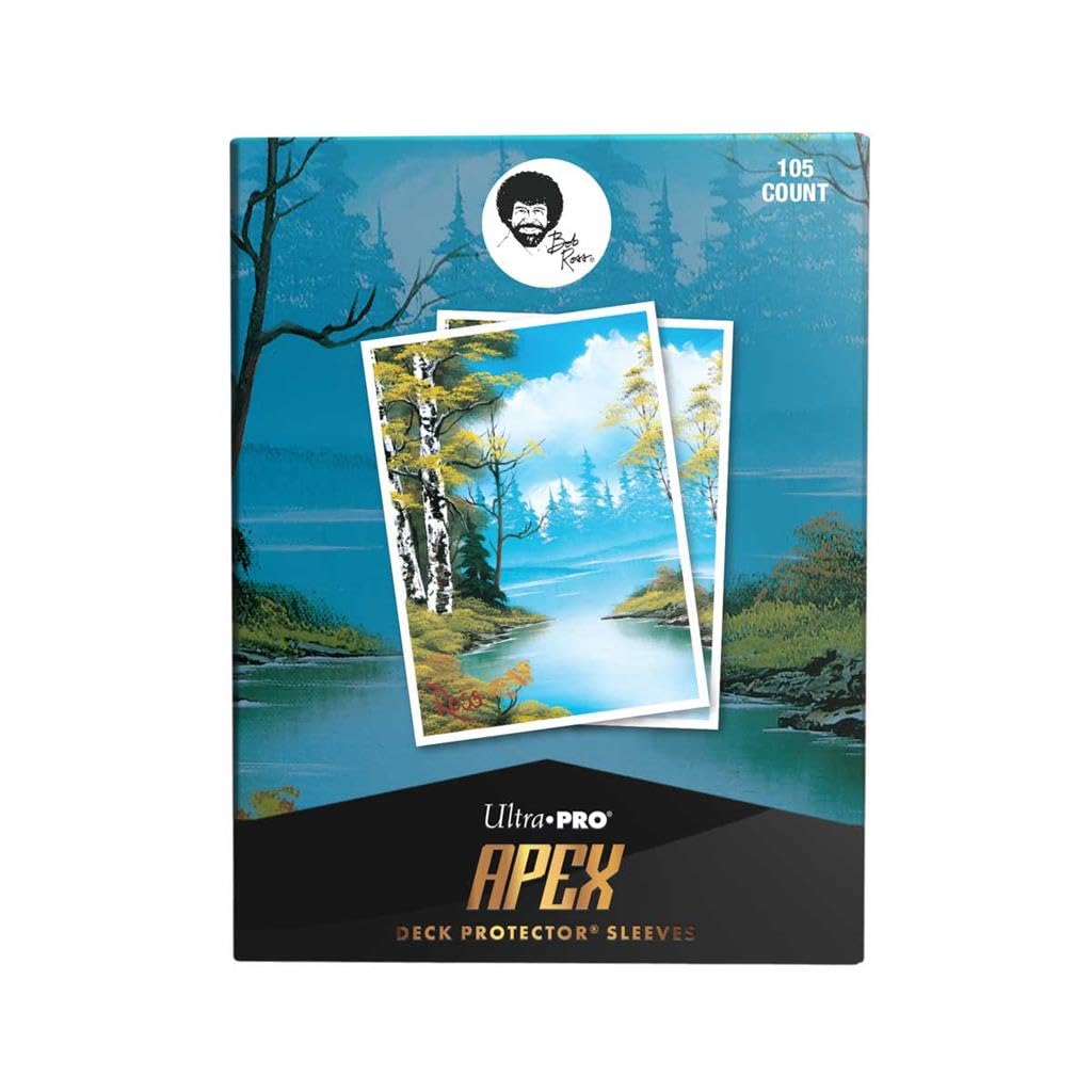 Ultra PRO - Bob Ross Lakeside Path 105ct APEX™ Deck Protector Sleeves, Bob Ross Collectibles, Art-Themed Card Sleeves, Trading Card Accessories, Vibrant Card Sleeves