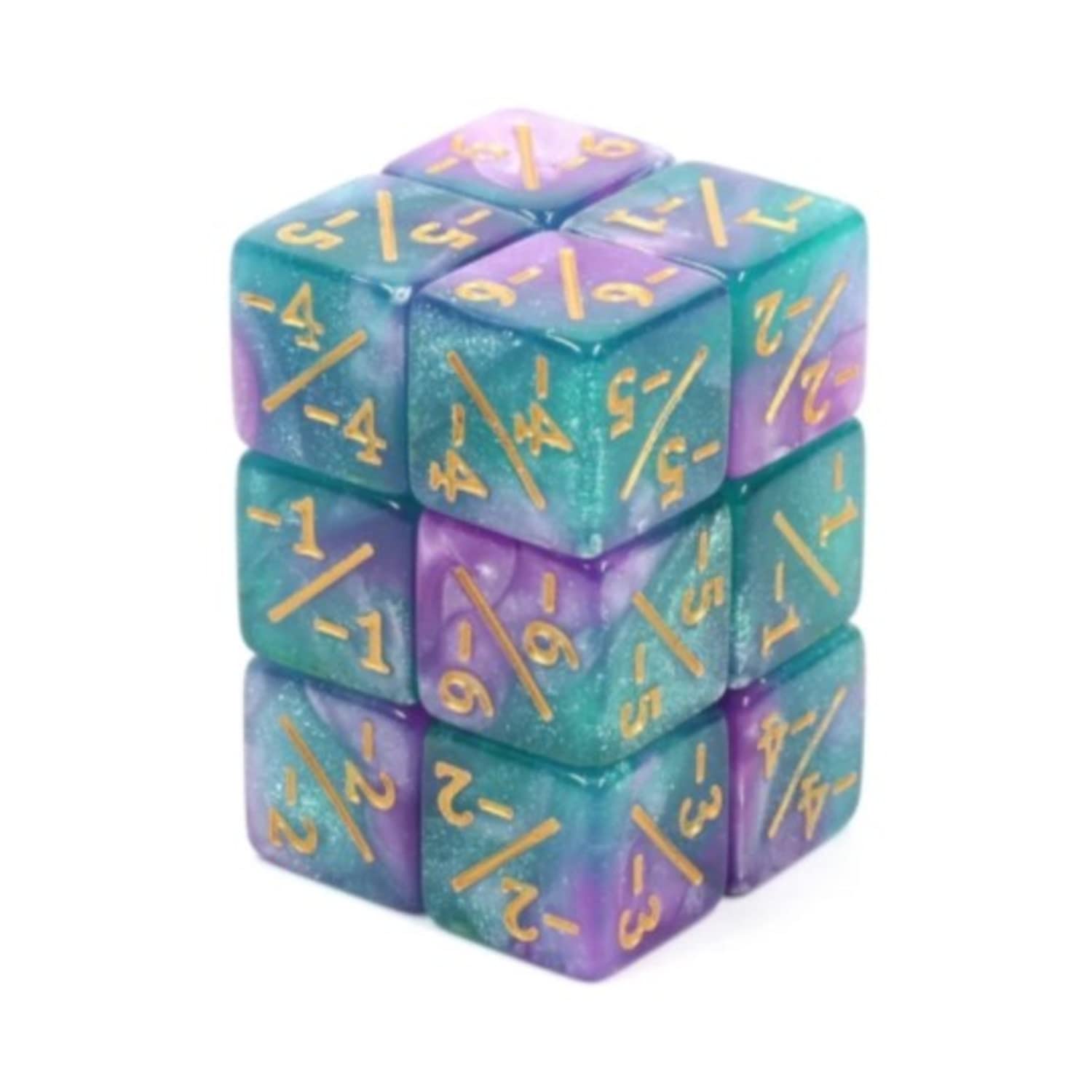 -1/-1 Light Blue & Purple Glitter Counters for Magic - set of 8