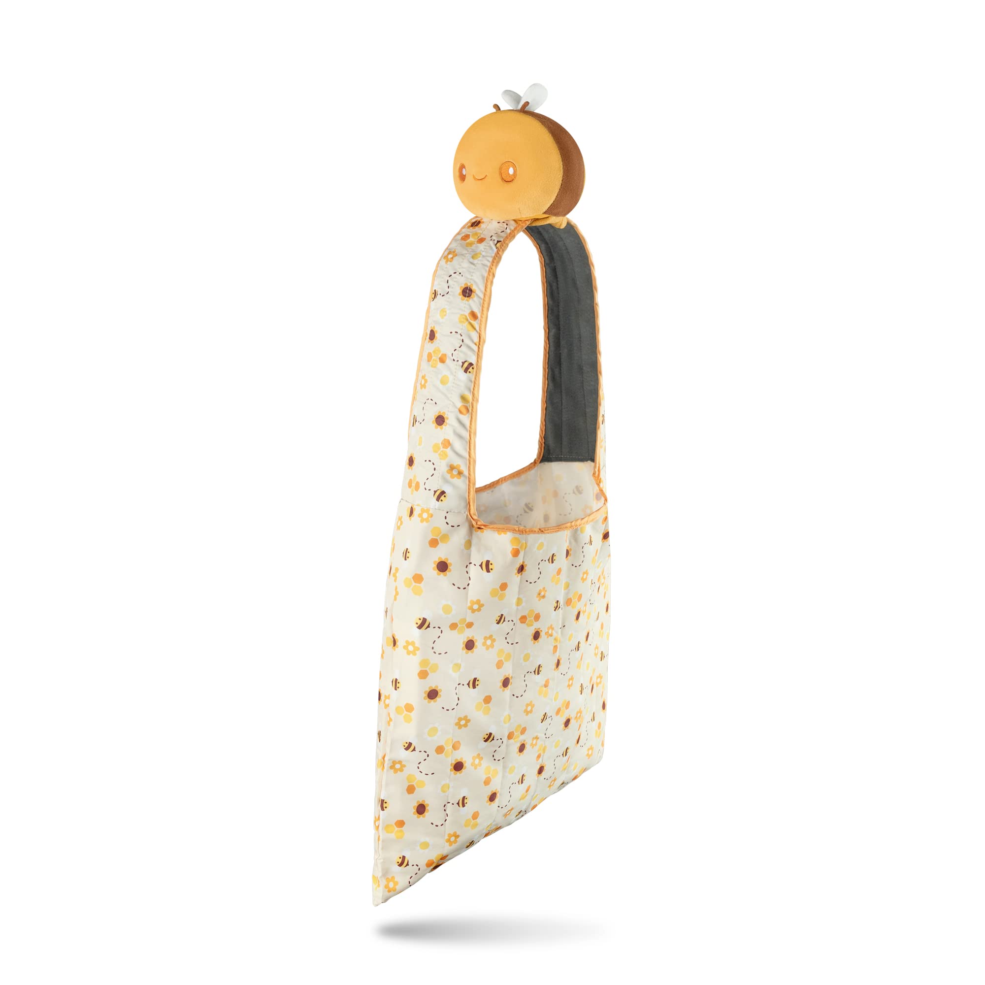 TeeTurtle - Plushie Tote Bag - Yellow Bee - From the creators of the Original Reversible Octopus Plushie - Take Your Plush Pal Wherever You Go!