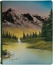 Ultra PRO - Bob Ross Mighty Mountain Lake 9-Pocket Zippered PRO-Binder, Trading Card Collector Organizer Bob Ross Merch Premium Storage Leatherette Binder Side-Loading Scenic Artwork Autumn Mountain