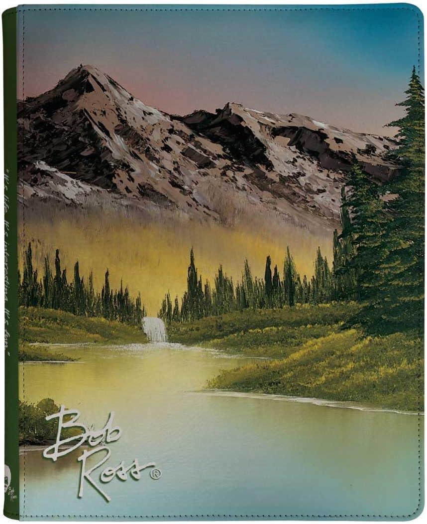 Ultra PRO - Bob Ross Mighty Mountain Lake 9-Pocket Zippered PRO-Binder, Trading Card Collector Organizer Bob Ross Merch Premium Storage Leatherette Binder Side-Loading Scenic Artwork Autumn Mountain