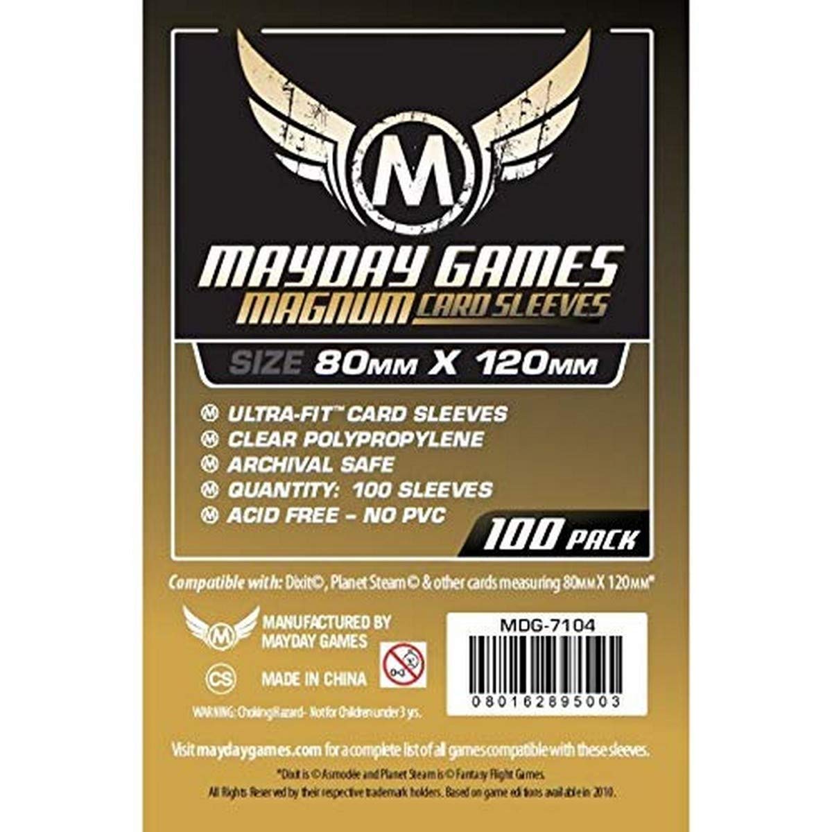 MayDay Games 80 x 120 mm Sleeves Magnum Ultra Fit Card Game (Gold)