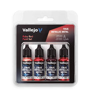 Vallejo - Ruby Red Paint Set | True Metallic Metal | Acrylic Colors for Painting Metal Effects on Fantasy, Historical, and Wargaming Miniatures | BSL System | 4 Bottles x 18 ml (0.6 fl.oz.)