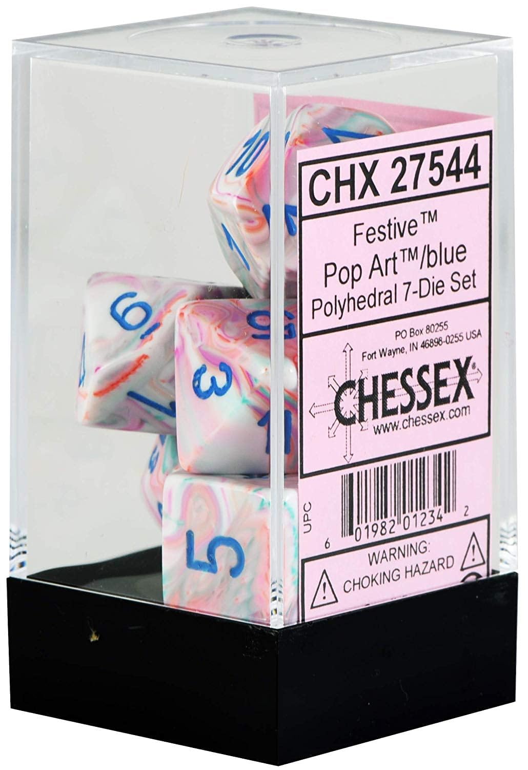 Chessex Festive Polyhedral Pop Art - Blue 7-Die Set, (Model: CHX27544)