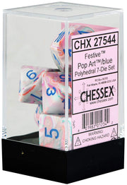 Chessex Festive Polyhedral Pop Art - Blue 7-Die Set, (Model: CHX27544)