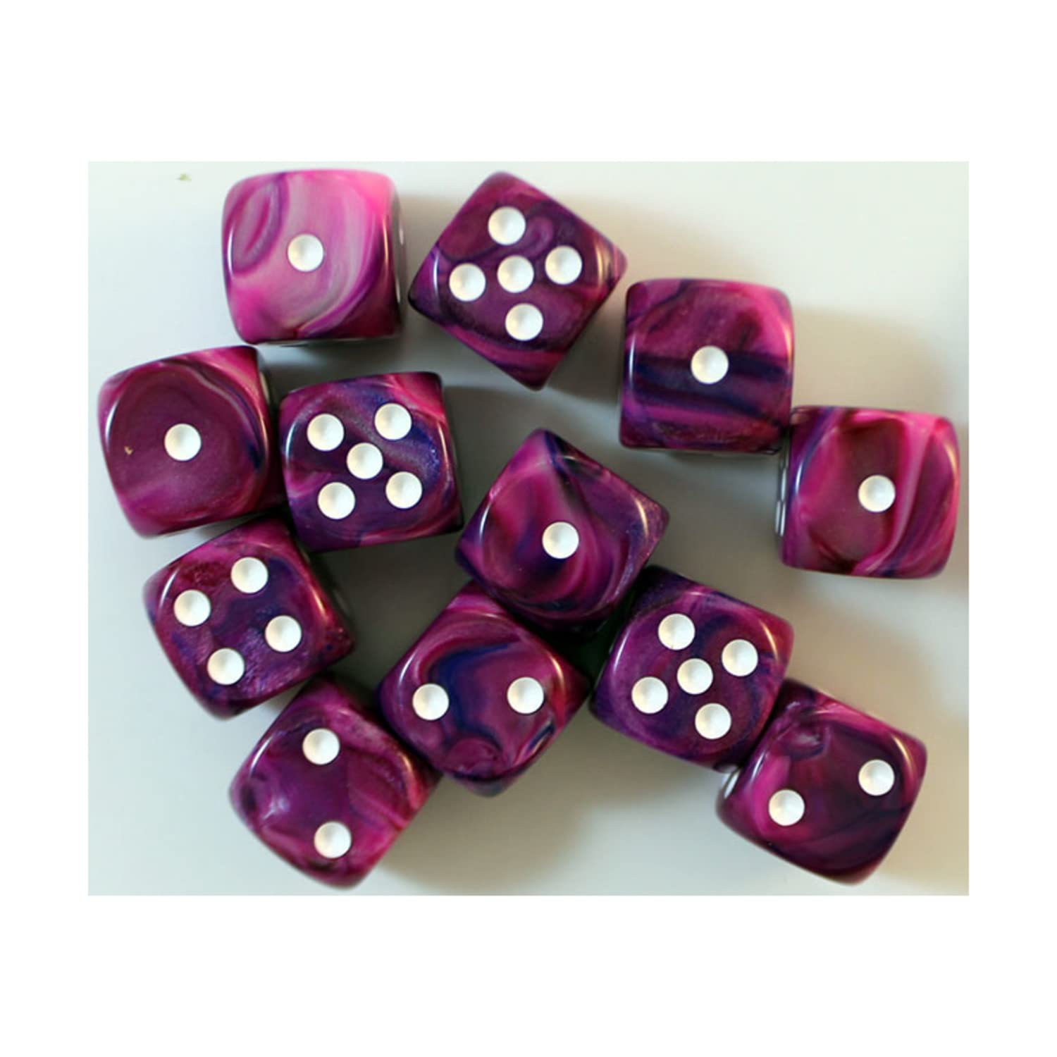 Chessex DND Dice Set D&D Dice-16mm Festive Violet and White Plastic Polyhedral Dice Set- for Dungeons and Dragons Dice Includes 12 Dice – D6, Various (CHX27657)