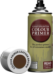 The Army Painter Color Primer, Leather Brown, 400ml, 13.5oz - Acrylic Spray Undercoat for Miniature Painting