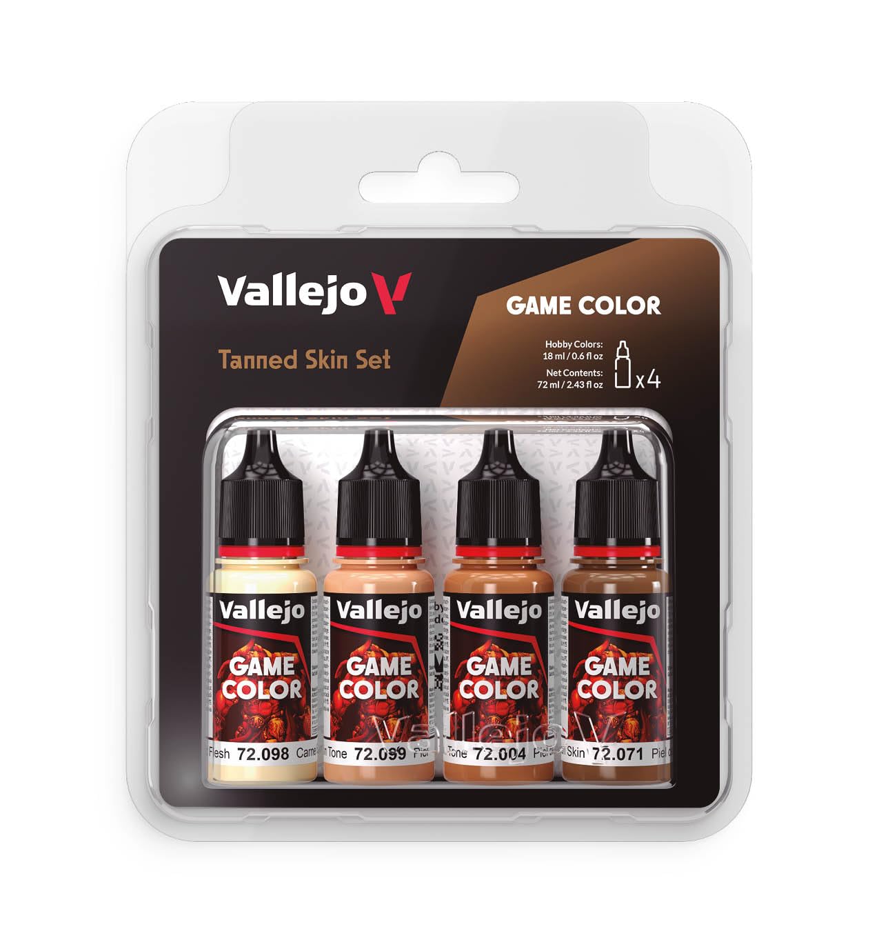Vallejo - Tanned Skin Color Set | Game Color | Contains 4 Bottles x 18 ml (0.60 fl.oz.)