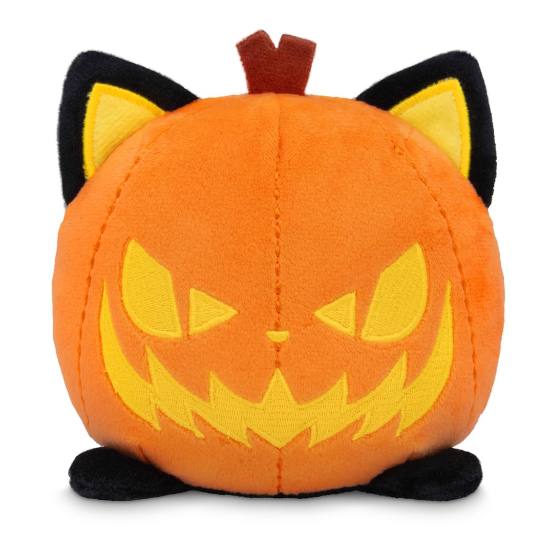TeeTurtle Glow in The Dark Jack-O-Lantern Cat 4" Plushie - Halloween - Cute Kawaii Spooky Stuffed Animal
