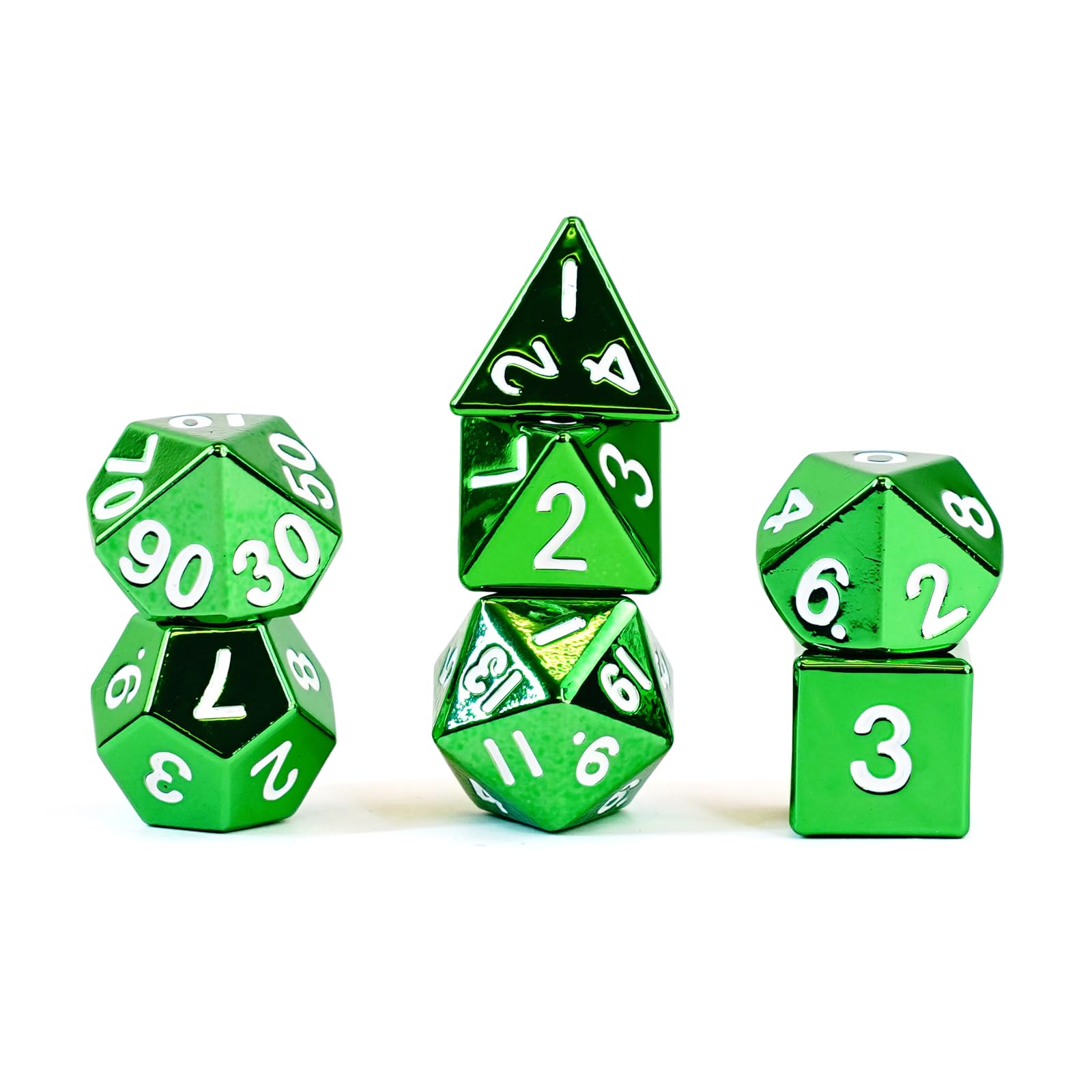 FanRoll 16mm Metal Polyhedral DND Dice Set: Green, Role Playing Game Dice for Dungeons and Dragons