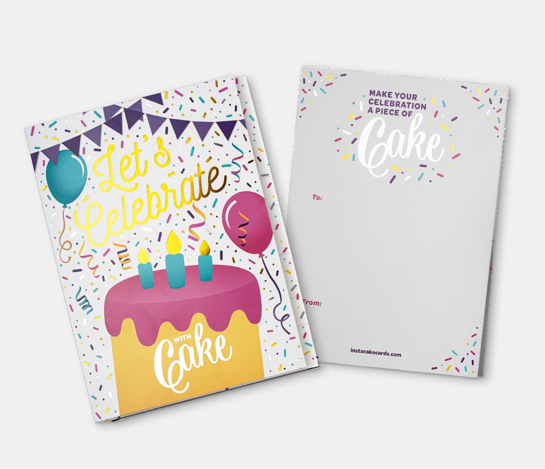 InstaCake Cards Let's Celebrate with Cake Card includes Single Serve Lemon Mug Cake Mix