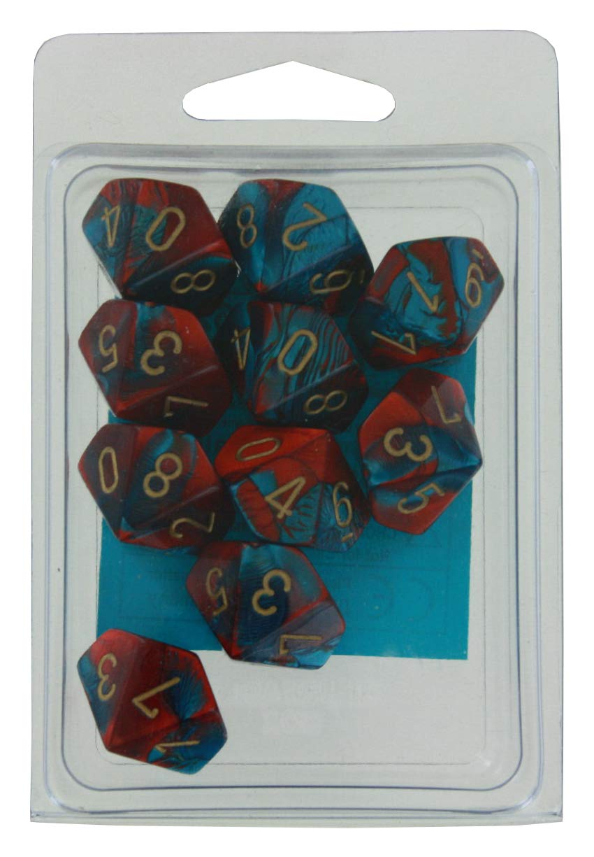 d10 Clamshell Gemini Red and Teal with Gold (10)