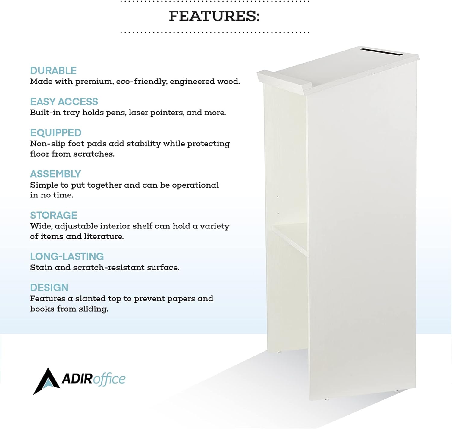 Wood Stand-up Podium Lectern, White