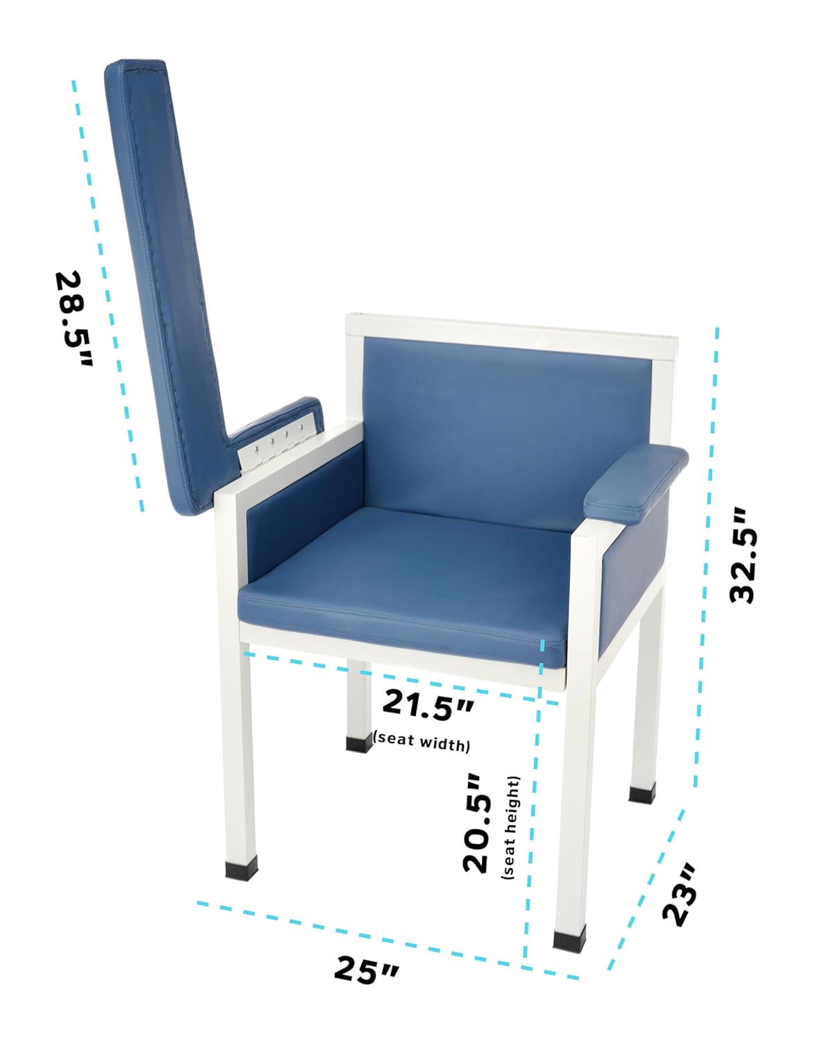Blue Luxe Upholstered Phlebotomy Blood Drawing Chair