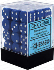 Chessex CHX25806 Dice-Opaque: 36D6 Set, Blue/White