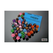 Assorted Mini Dice No 3 with Numbers D20 10mm (3/8in) Pack of 50 Chessex