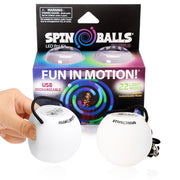 Spinballs Glow.0 LED Poi Balls Glow – USB Rechargeable with 22 Vibrant Color Light Modes & Patterns – Durable, Soft-Core LED Poi Spinning Balls with Adjustable Leashes & Double-Loop Handles