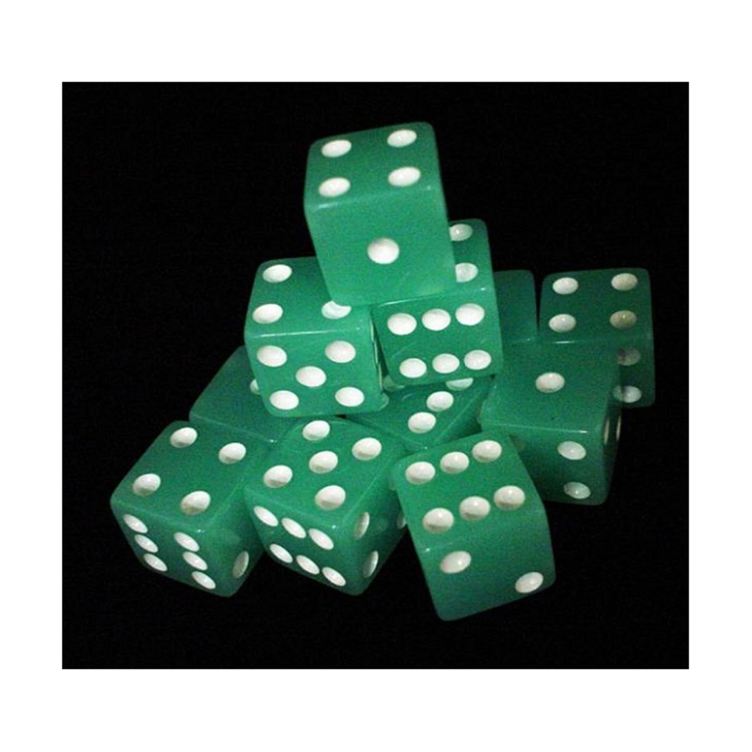 d6 Cube 16mm Glow-in-the-Dark Lime with White (12)