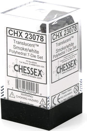 Chessex Translucent: 7pc Smoke/White,Grey