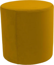 Everyday 18" Round Microfiber and Faux Leather Ottoman, 19" Height - Dijon