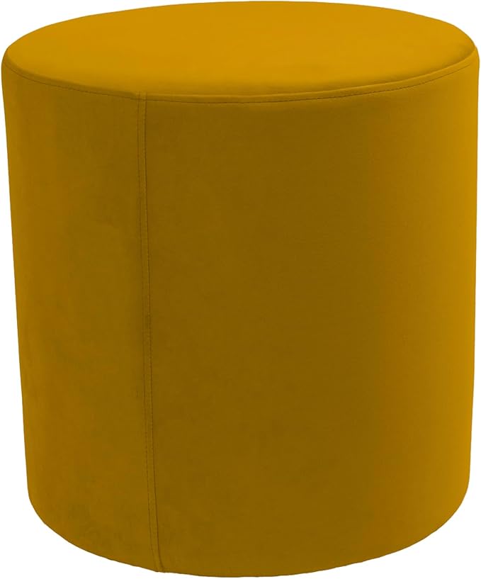 Everyday 18" Round Microfiber and Faux Leather Ottoman, 19" Height - Dijon