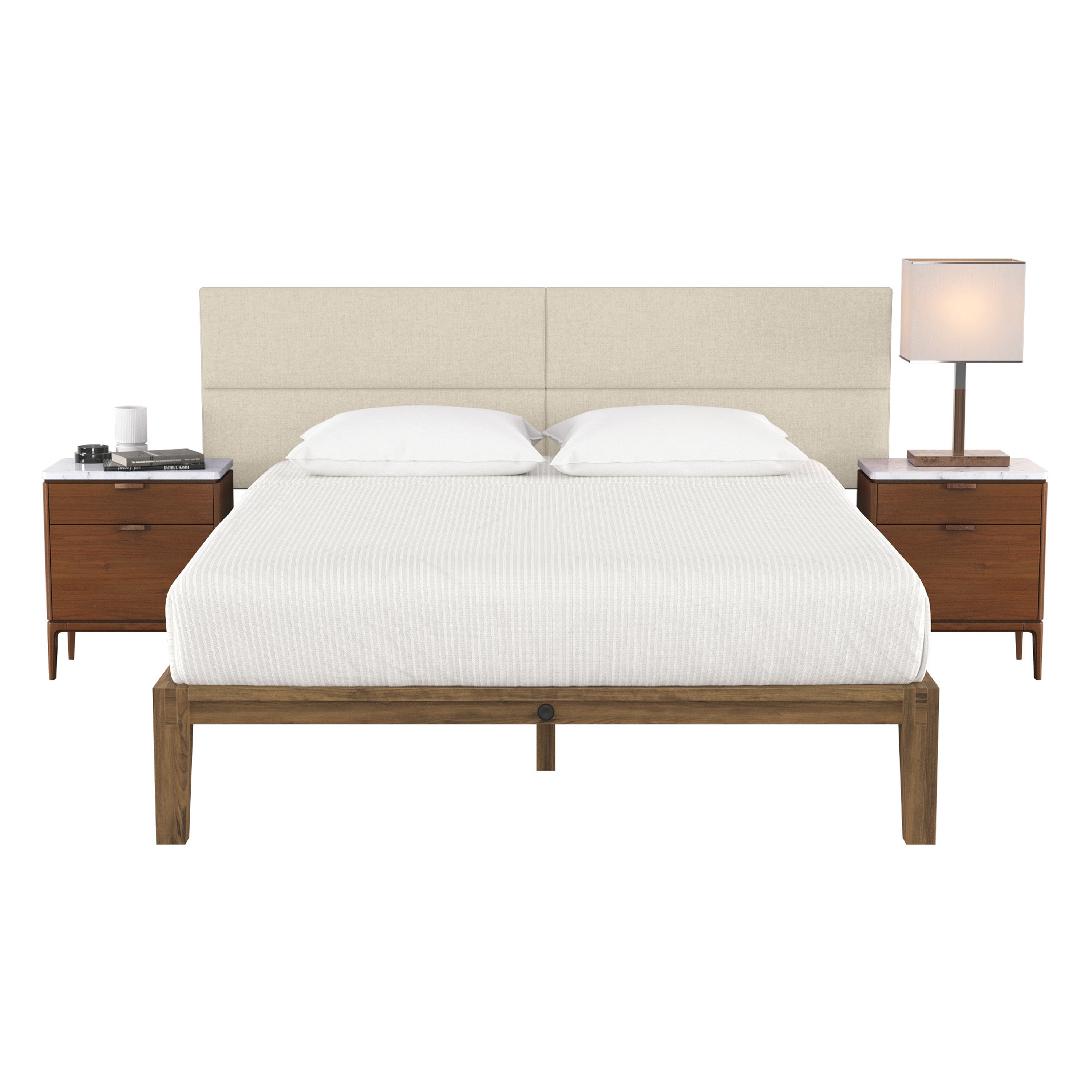 Jaxx Panelist Modern Padded Headboard – Set of 4 Wall Mounted Panels - King, Dune Beige Microvelvet