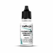 Vallejo - Polyurethane Varnish | Ultra Matt Finish 18 ml. (0.6 fl.oz.) | Extraordinary Hardness & Permanence | Create a Perfect Clear Coat | Scratch Resistant for Outdoor and Indoor Surfaces