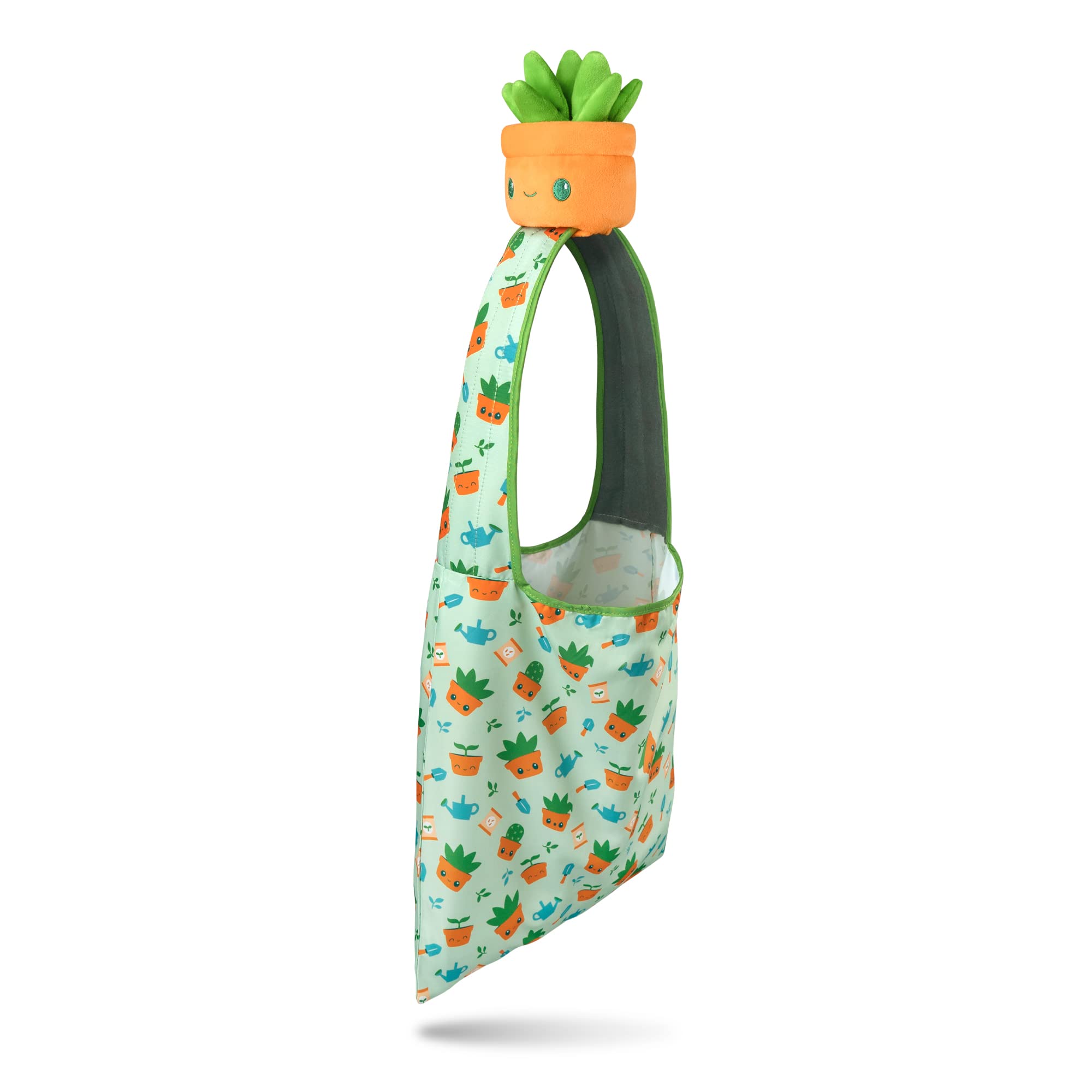 TeeTurtle - Plushie Tote Bag - Succulent - From the creators of the Original Reversible Octopus Plushie - Take Your Plush Pal Wherever You Go!