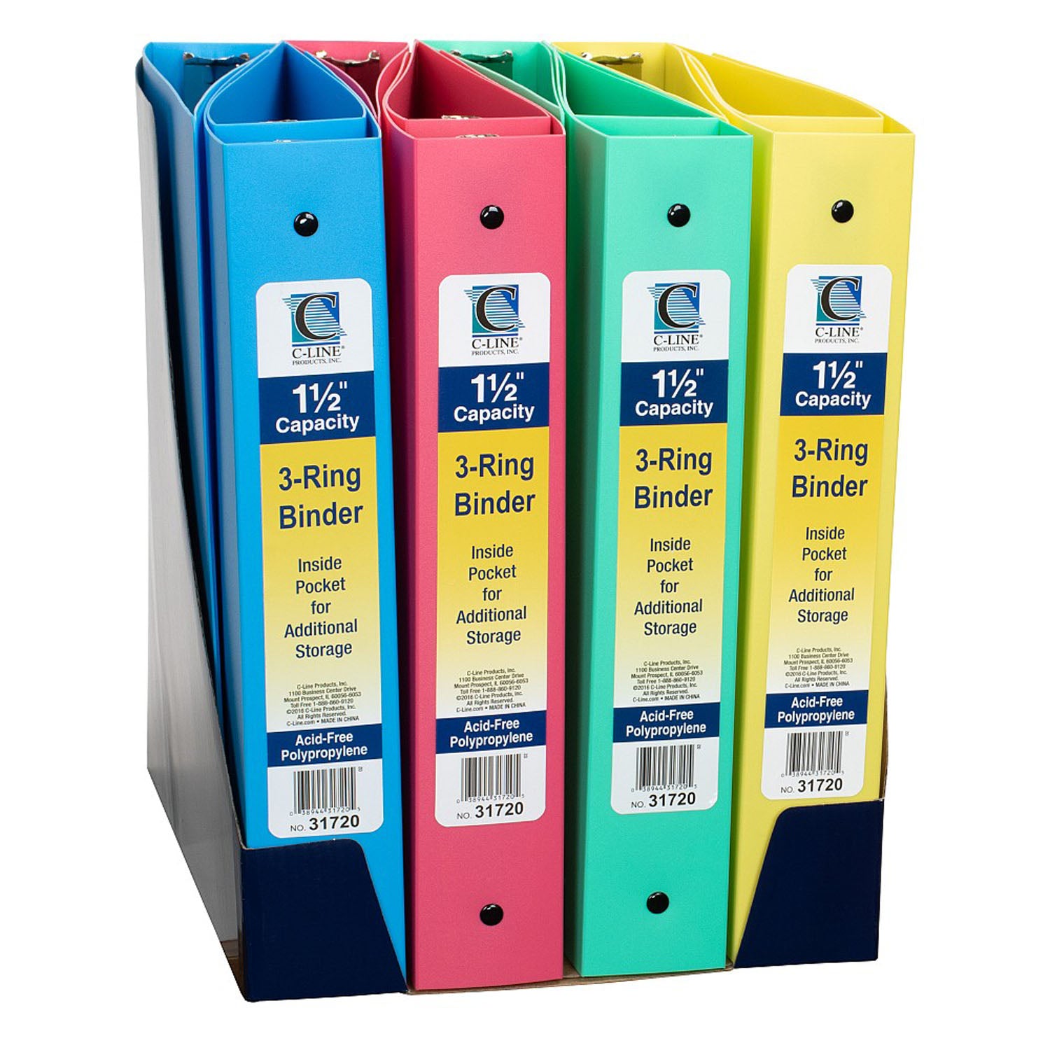 3-Ring Binder, 1-1/2" Capacity, Assorted Colors