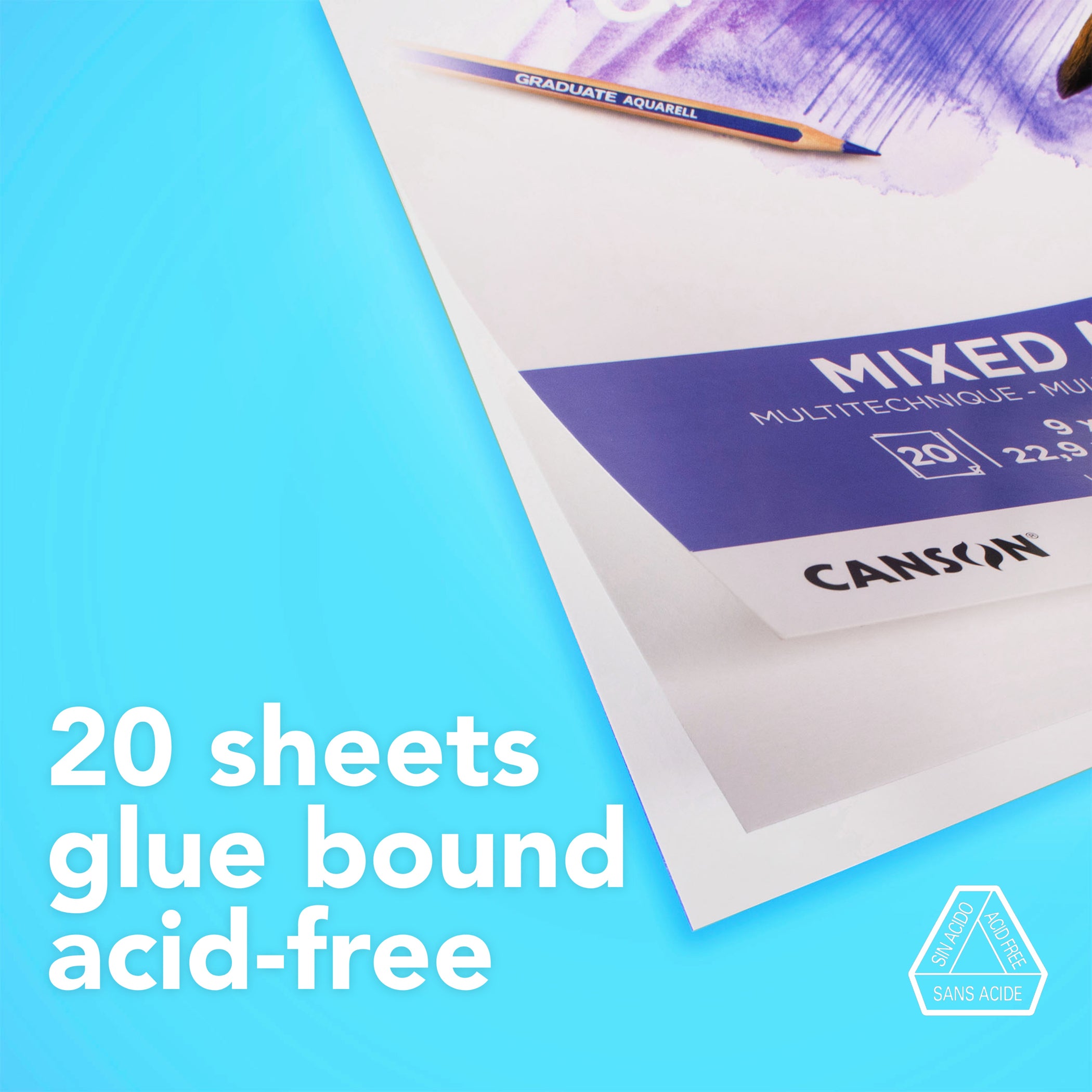 Graduate Mixed Media Pad, Foldover Binding, 20 Sheet, 9x12 inch, 1 Count